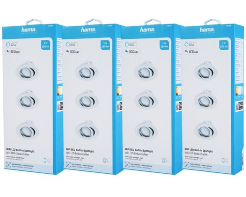12x Hama WiFi LED Einbaustrahler 5W / 32W Weiß WLAN Einbauspot App-Steuerung - Afbeelding 2 van 9