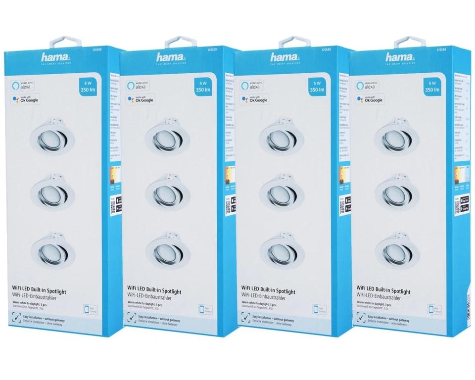 12x Hama WiFi LED Einbaustrahler 5W / 32W Weiß WLAN Einbauspot App-Steuerung - Bild 2 von 4