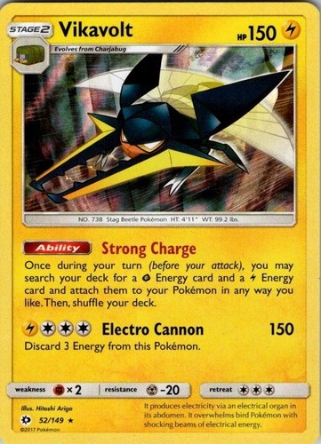 Vikavolt 52/149 Holo Pokemon Sun & Moon Base 2017 NM