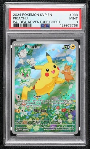 Pikachu (Paldea Adventure Chest) Holo Pokémon Scarlet & Violet Black Star PSA 9
