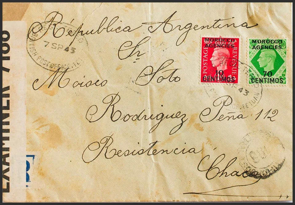 Marruecos Británico. Zona I (Zona española). SOBRE Yvert 72, 76. 1943. 10 cts s - Imagen 1 de 1