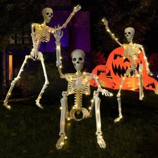 36in LED Light Halloween Skeleton Full Body Posable Movable Jonints Decoration