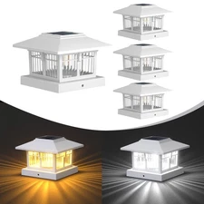 4x4 Solar Post Cap Lights 4 Pack Fence Deck Outdoor Powered Waterproof with Two