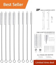 8 Piece Stainless Steel Straw Cleaner Brush Set for Tumblers and Bottles