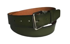 New J C Penney  Men's Green Cut-Edge Genuine Leather Belt w/ Roller Buckle