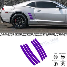 Purple Pre-cut Side Vent Gill Insert Vinyl Inlay Sticker For Chevy Camaro 10-15
