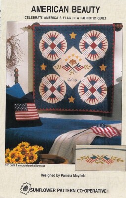 ''AMERICAN BEAUTY'' QUILT PATTERN  - SUNFLOWER PATTERN CO-OPERATIVE - BRAND NEW