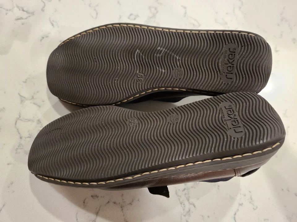 RIEKER Brown Black Leather Anti Stress Shoes EU 39 US 8-8.5 - Image 3 of 4