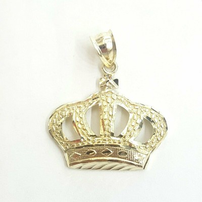 10k yellow gold crown pendant charm 