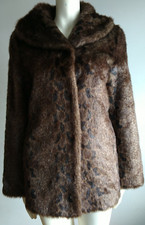 Fenn Wright Manson Studio Leopard Animal Faux Fur Swing Vintage Coat M Uk 12