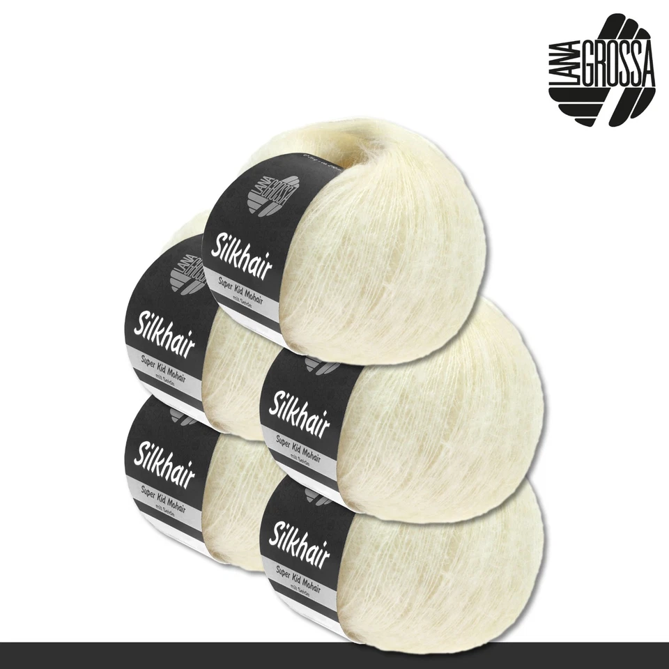Lana Grossa 5 x 25g Silkhair Mischgarn Wolle Häkeln Stricken 79 Farben