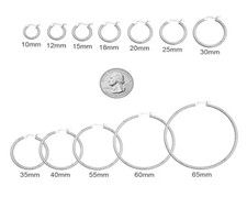 2mm Plain Polished Round Hoop Earrings Real Solid 925 Sterling Silver