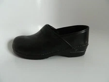 Womens Sanita Black Leather Slip On Clogs Size 10 (EU 41)