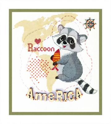 DIY Counted Cross Stitch Kit ''Child's world. America'' 7.9x8.7 in / 20.0x22.0 cm