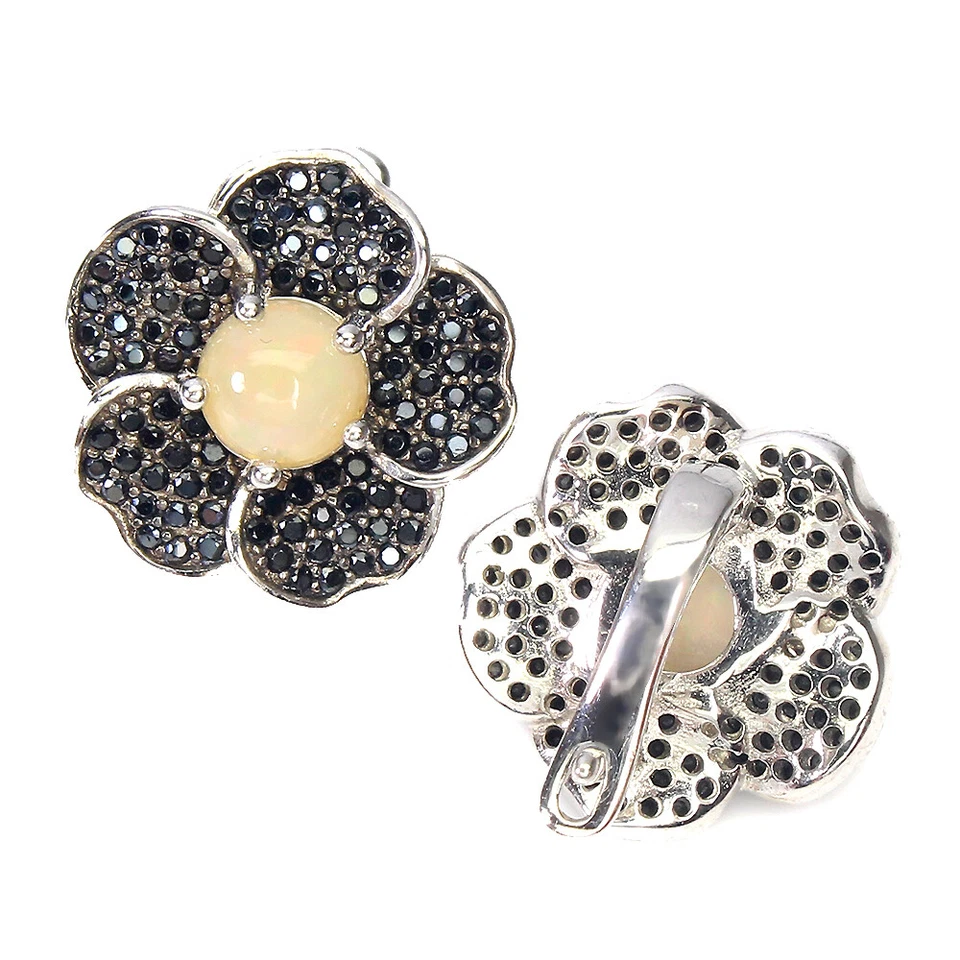 Pendientes de plata de ley 925 ovalados ópalo de fuego 6 mm espinela piedras preciosas naturales joyería Foto 3 de 4