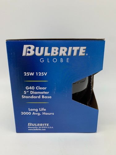 (4 Pack) 25 Watt G40 Clear Decorative Globe 5'' Diameter Standard Base - Picture 4 of 5