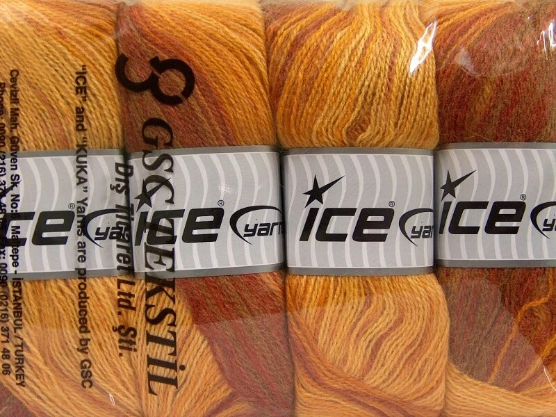 Lote de 4 hilos Angora Active hilo fino oro amarillo marrón Foto 4 de 4