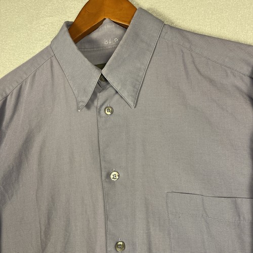 Ermenegildo Zegna Button Up Shirt Men’s Large Blue Textured Cotton Made in Italy - Picture 2 of 10