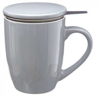 Teebecher Tisaniere Tee-Becher Aufgussgefäß Teetasse, Mit Deckel & Sieb, Grau