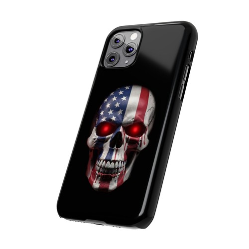 Für iPhone 16 Pro Max, 15, 14, 13-11, Slim Handyhülle, American Skull Flag Cover - Bild 76 von 83