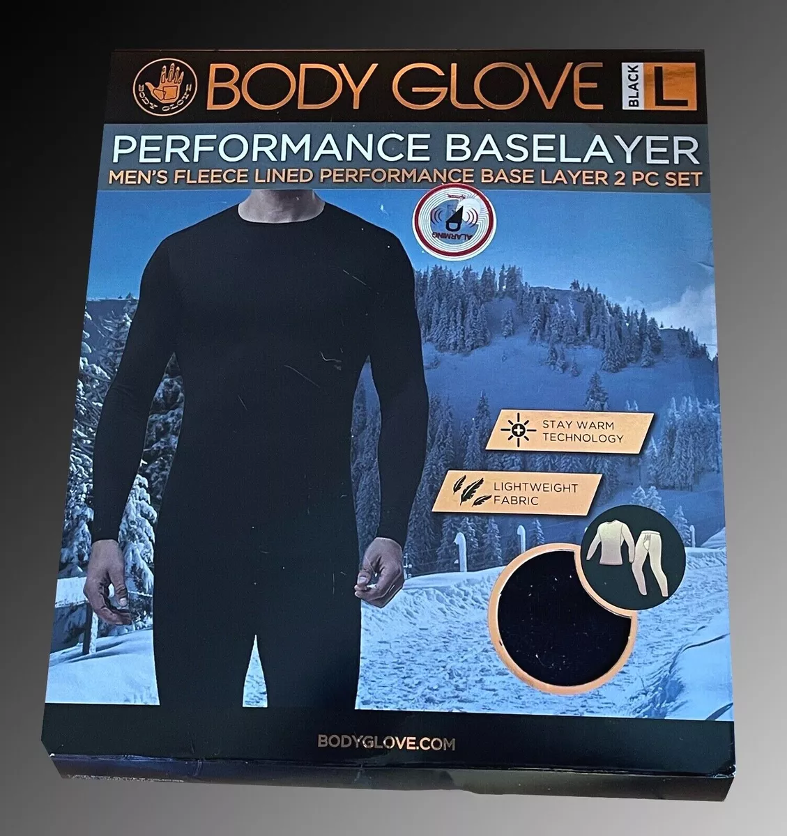 Body Glove Thermal Fleece Top Bottom Long Johns 2 PC Set Black Men S M L XL XXL