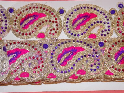 1m purple gold sequin indian arabic ribbon braid trim lace bridal trimming