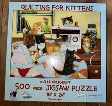 quilting for kittens Jigsaw Puzzle 500 Pc 18 x24 Sunsout #67263 Julie Bauknecht