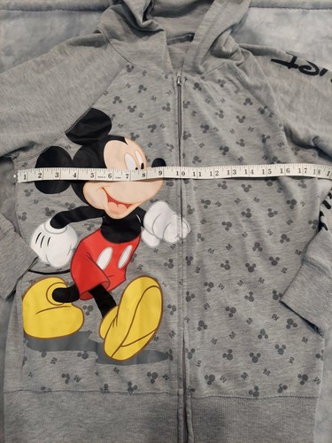 Disney's Mickey Mouse Full Zip Hoodie Girls Large 11/13 Gray Fleece Sweatshirt - Picture 6 of 8