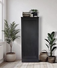 Antique Black Painted Mahogany Small Wardrobe Linen Hall Toy Storage Cupboard