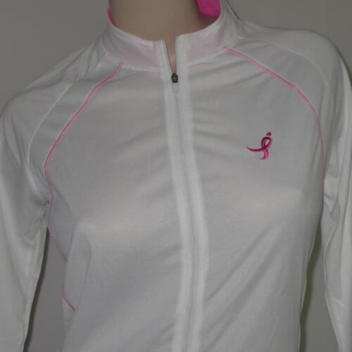 Canari Womens MEDIUM Susan G Komen Pink Ribbon Cycling Jersey Long Sleeve White - Picture 1 of 12