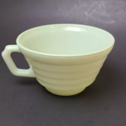 Vintage Hazel Atlas Platonite Milk Glass Moderntone Pastel Green Mug Cup MCM