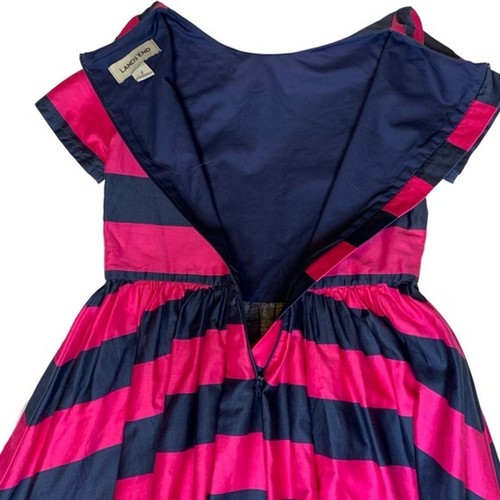 Lands End Girl's Dress Short Sleeve Cotton Striped Size 7 Pleated - Picture 5 of 7