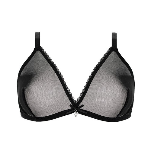 Soutiens-gorge femme sexy en maille dentelle sous-vêtements sans fil tulle brassière soutien-gorge mince - Photo 1 sur 16