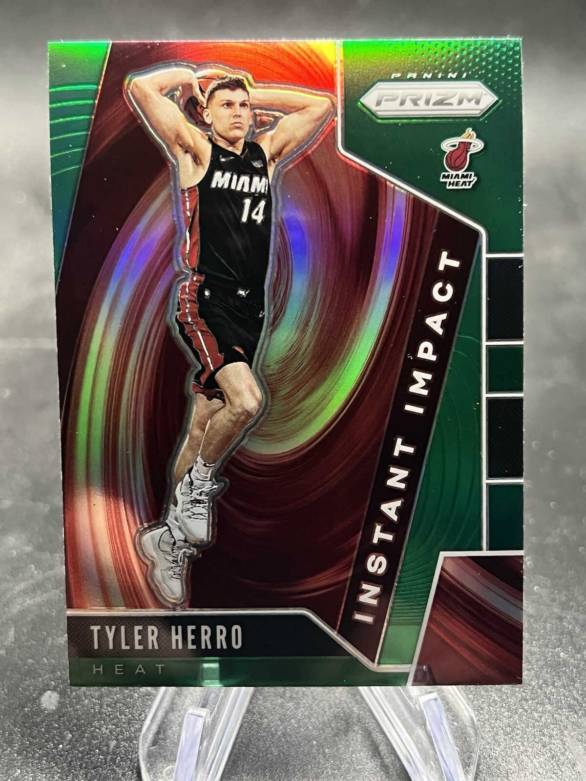 2019-20 Panini Prizm Instant Impact Green Refractor #1 Tyler Herro NBA