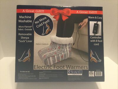 Shavel Heated Foot Warmer With Controller Gray With Cardinal Pattern New In Box