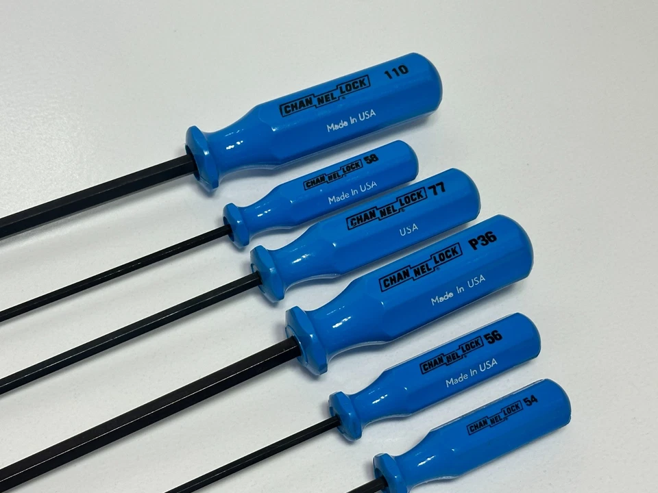 Nuevo de Lote Antiguo Channellock Tools EE. UU. 6 piezas Juego de Destornilladores Ranurados Planos y Phillips, Azul Foto 2 de 4