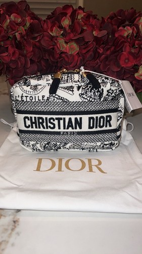 NWT Christian Dior Plan De Paris Canvas Embroidered Cosmetic Bag