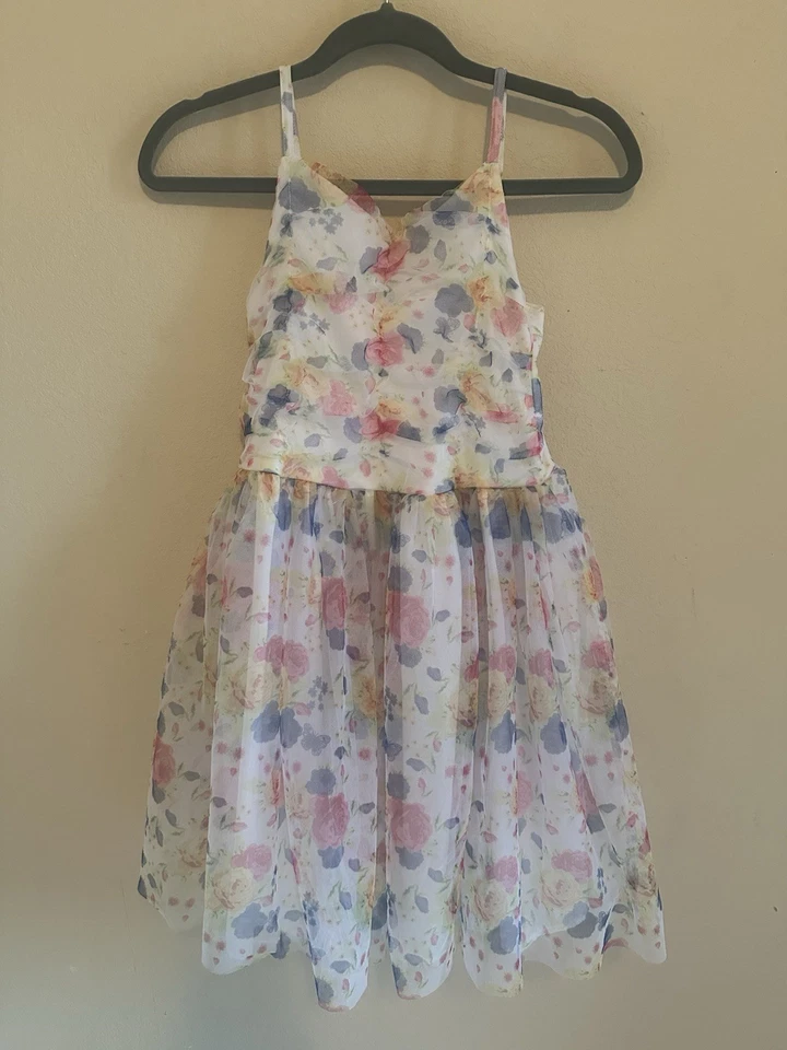 Vestido Blueberi Boulevard Niñas 12 Fiesta Colorido Acampanado Floral Botón Sin Mangas Foto 2 de 4