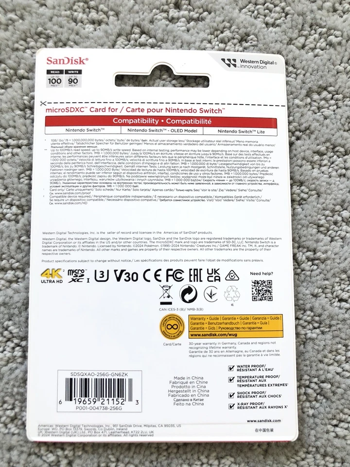 SanDisk Pokémon Pikachu 256GB microSDXC Flash Card for Nintendo Switch New Xlnt - Image 2 of 2