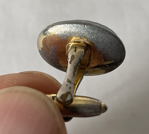 Vintage Paar vergoldete Metall Herren ovale Manschettenknöpfe - getragene Farbe #CUF3 - Bild 3 von 7
