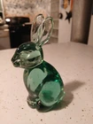 Fenton? Miniature Green Rabbit Figurine 5.5" Art Glass