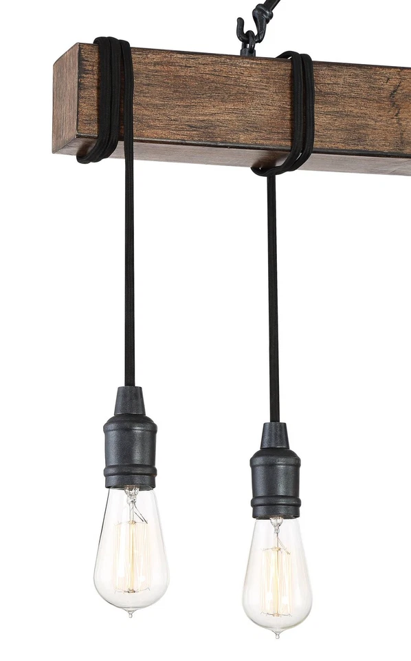 Lámpara de araña colgante lineal de madera negra Tomas 42 1/4" de ancho rústica 8 luces Foto 3 de 4