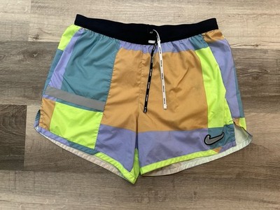 Nike Shorts Mens L Multicolor Patchwork Split Zip Pocket Dri-FIT Running Flex