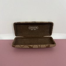 Coach Hard Shell Glasses Case Signature Logo C Brown Classic Print Clamshell