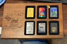 Smokin Joe Camel Company Zippo Collection Wooden Plaque + 6 Zippo Lighters
