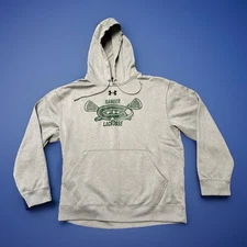 Under Armour Hockey Hoodie Mens Large Gray Pullover ColdGear Sweatshirt