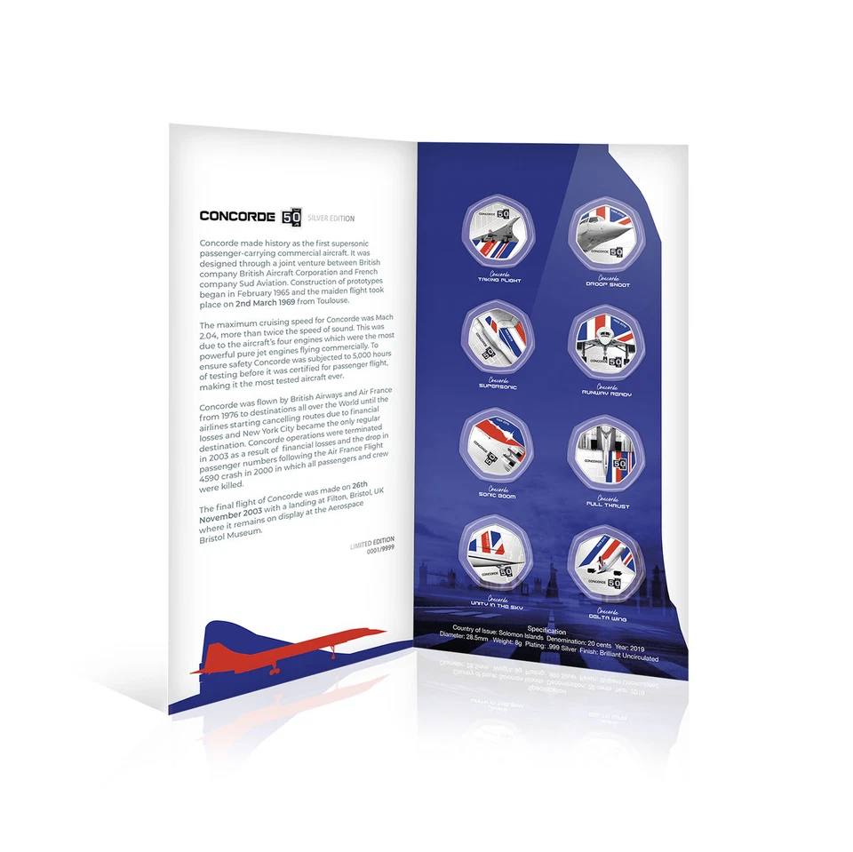 Moneda Conmemorativa Plata 50 Aniversario Concorde Colección Completa 8 Monedas Foto 4 de 4