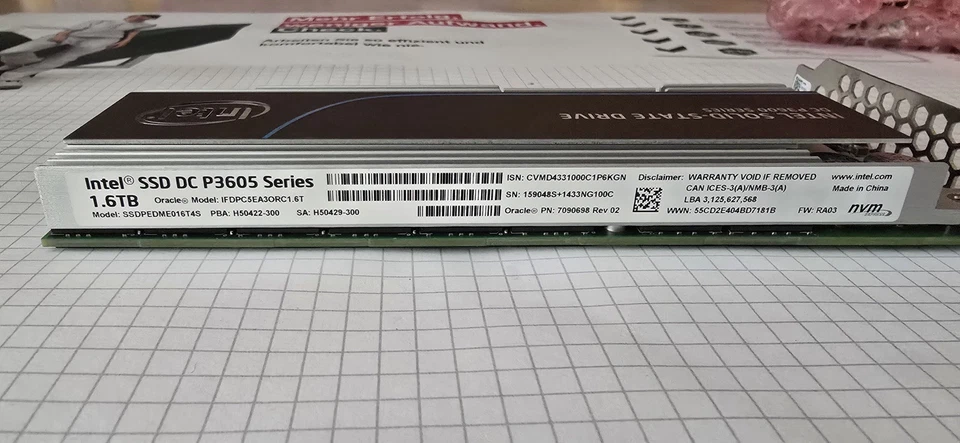 Intel® SSD DC P3605 Series Il 1.6TB Oracle Model: IFDPC5EA3ORC1.6T
