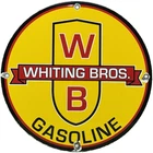 VINTAGE WHITING BROS GASOLINE PORCELAIN SIGN GAS STATION PUMP PLATE MOTOR OIL