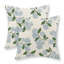 Blue Floral Pillow Covers 18x18 Set of 2 Spring 18" x 18" Pack of 2 Hydrangea
